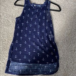 Navy Anchor pattern tank top